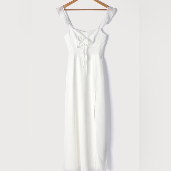 Lulus White Ruffled Maxi Dress - Picture 1 of 3